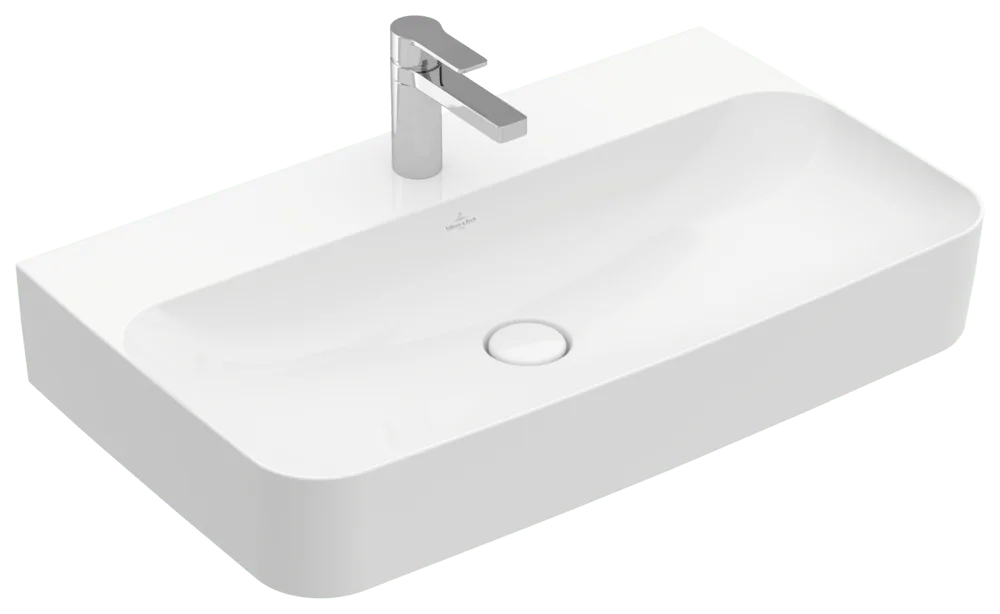 Villeroy & Boch Wandwaschbecken Finion 41688L, 800x470x165 mm, weiß Alpin CeramicPlus, glänzend, TitanCeram, Metropolitan Stil