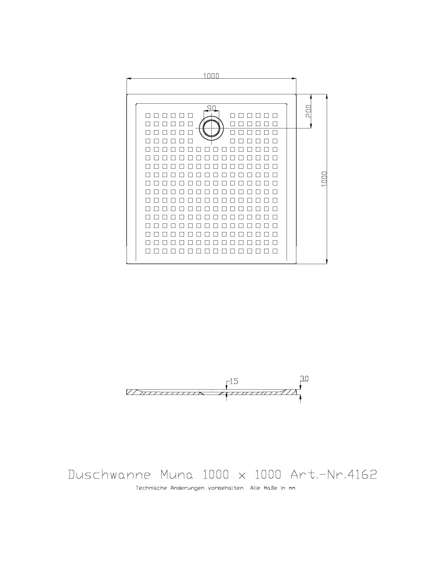 Duschwanne „Muna S“ Quadrat 100 × 100 cm in Weiß