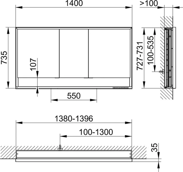 KEUCO Wandeinbau Spiegelschrank mit offenem Ablagefach „Royal Lumos“ in Silber (eloxiert), Unterputz, mit Steckdosen, mit Spiegelheizung 1400 × 735 × 130 mm KEUCO Wandeinbau Spiegelschrank mit offenem Ablagefach „Royal Lumos“ in Silber (eloxiert), Unterputz, mit Steckdosen, mit Spiegelheizung 1400 × 735 × 130 mm