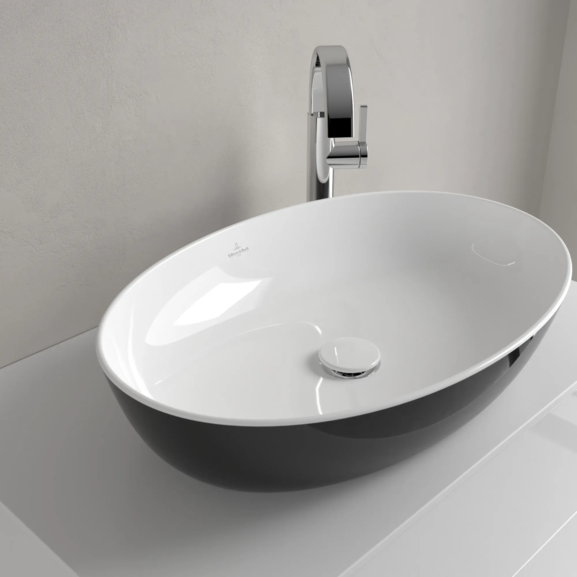 Villeroy & Boch Aufsatzwaschtisch aus TitanCeram „Artis“ 610 × 410 × 130 mm in Coal Black