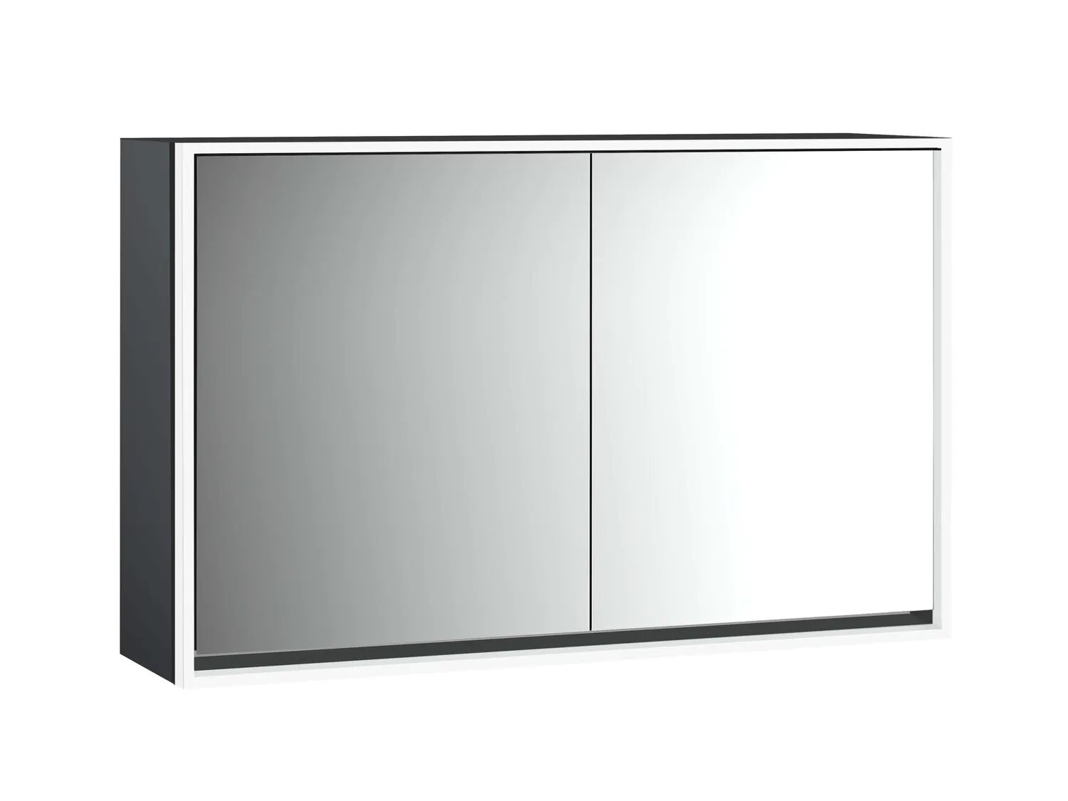 LED-Lichtspiegelschrank Loft Aufputz, 1300 mm, 2-türig schwarz