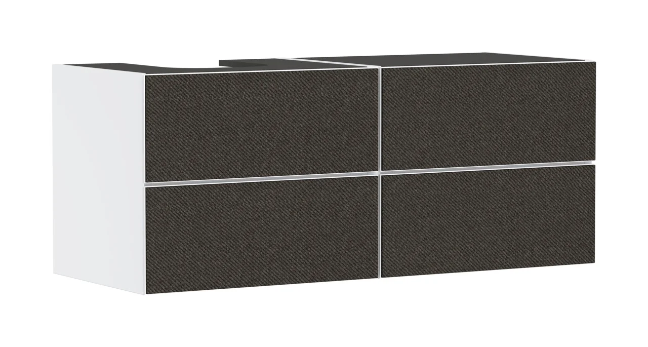 Hansgrohe Xevolos E Waschtischunterschrank Mattweiß 1370x550 mm mit 4 Schubkästen, griff- und siphonausschnittlos, SoftClose, PushOpen, vormontiert