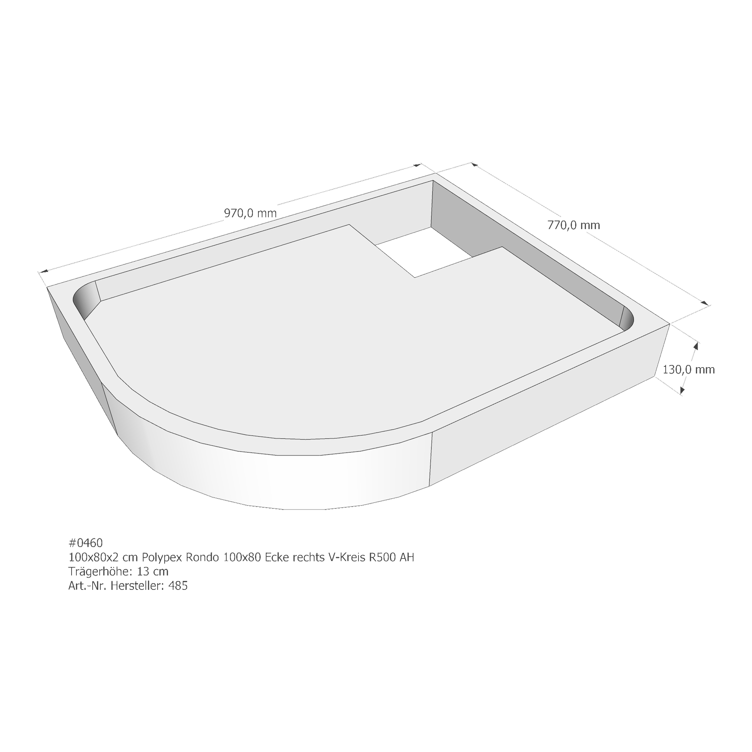 Duschwannenträger für Polypex Rondo 100x80 rechts 100 × 80 × 2 cm