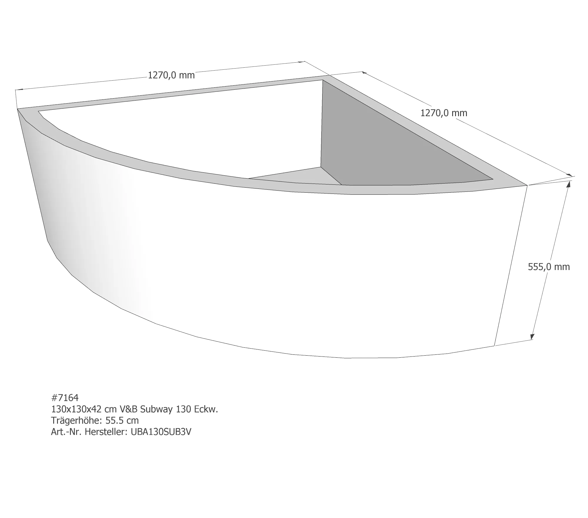 Badewannenträger für Villeroy & Boch Subway 130 × 130 × 42 cm Badewannenträger für Villeroy & Boch Subway 130 × 130 × 42 cm