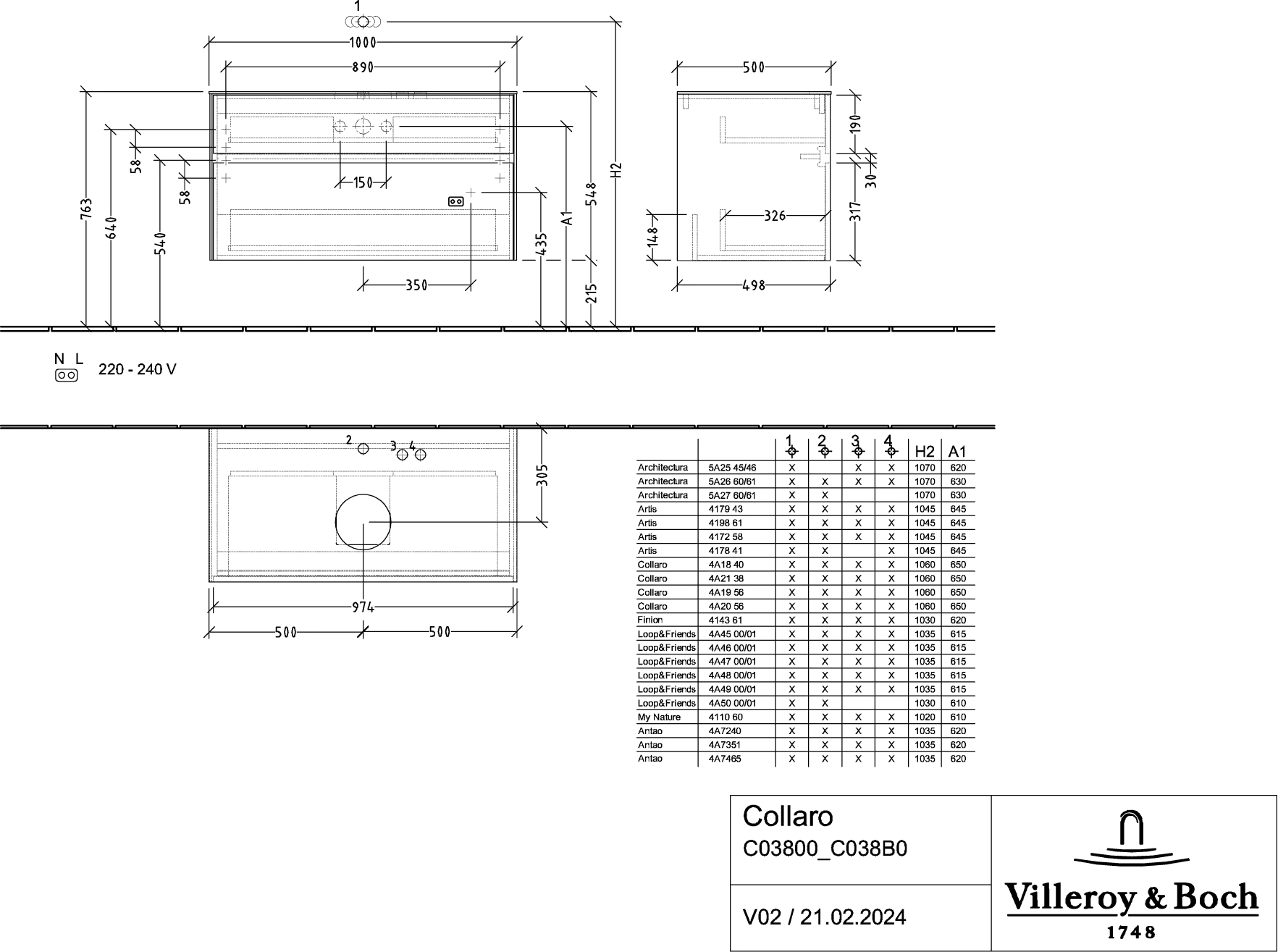 Villeroy & Boch Collaro Waschbeckenunterschrank C03800, 1000x548x500mm, Black Oak Villeroy & Boch Collaro Waschbeckenunterschrank C03800, 1000x548x500mm, Black Oak