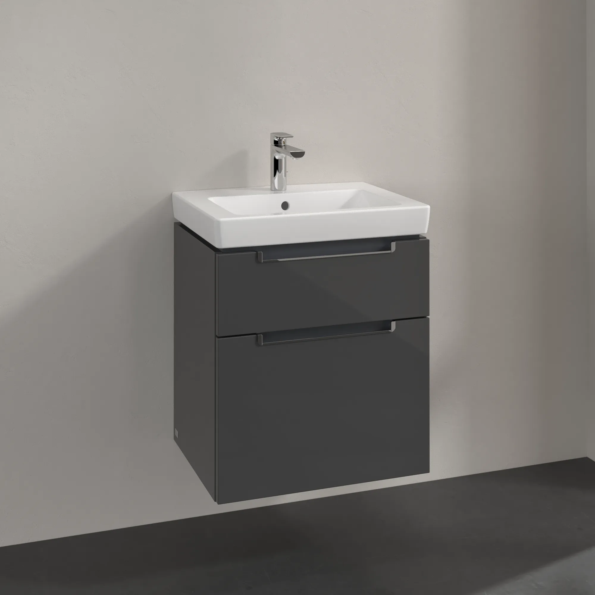 Villeroy & Boch Waschtischunterschrank „Subway 2.0“ 537 × 590 × 423 mm Glossy Grey, für Becken mittig, ohne Beleuchtung Villeroy & Boch Waschtischunterschrank „Subway 2.0“ 537 × 590 × 423 mm Glossy Grey, für Becken mittig, ohne Beleuchtung