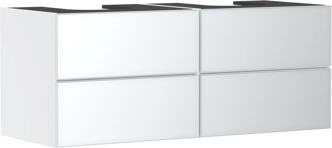 Hansgrohe Xevolos E Waschtischunterschrank Mattweiß 1370/550 mm mit 4 Schubkästen, griff- und siphonausschnittlos, SoftClose, PushOpen, vormontiert
