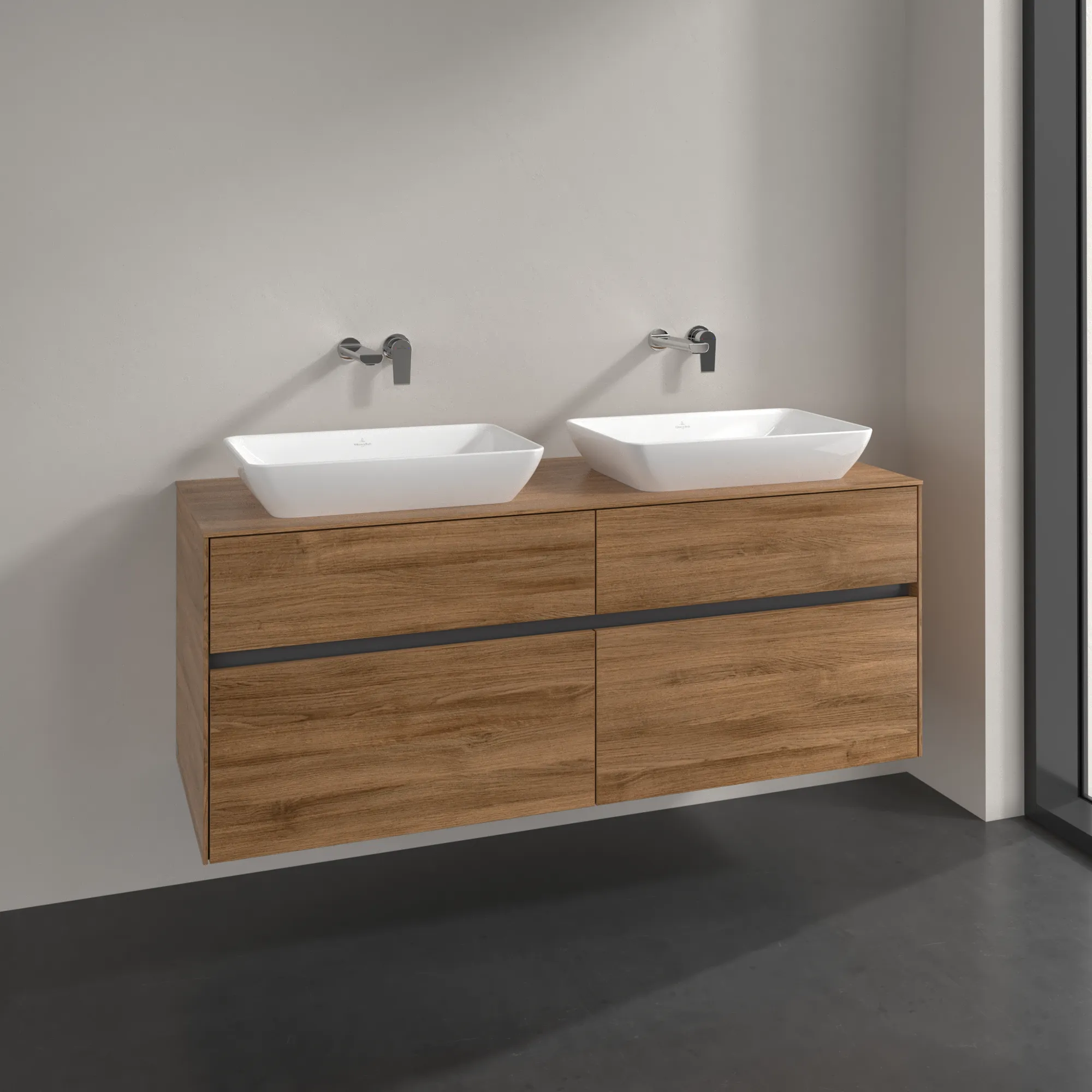 Villeroy & Boch Waschtischunterschrank „Collaro“ 1400 × 548 × 500 mm Kansas Oak, ohne Beleuchtung, für links und rechts Villeroy & Boch Waschtischunterschrank „Collaro“ 1400 × 548 × 500 mm Kansas Oak, ohne Beleuchtung, für links und rechts