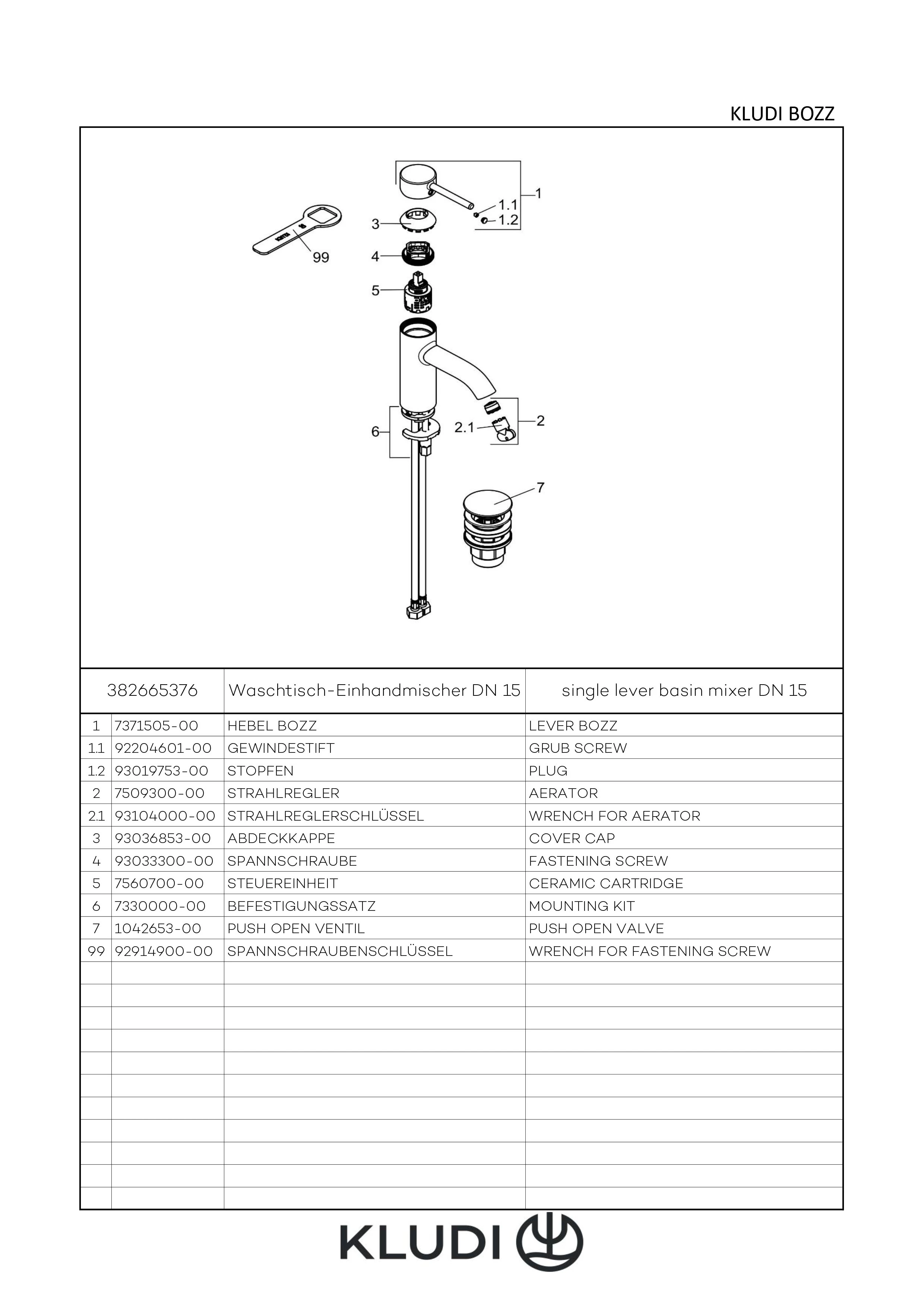 BOZZ WaschtischEHM 75mm mit Push Open Ablaufventil chrom BOZZ WaschtischEHM 75mm mit Push Open Ablaufventil chrom