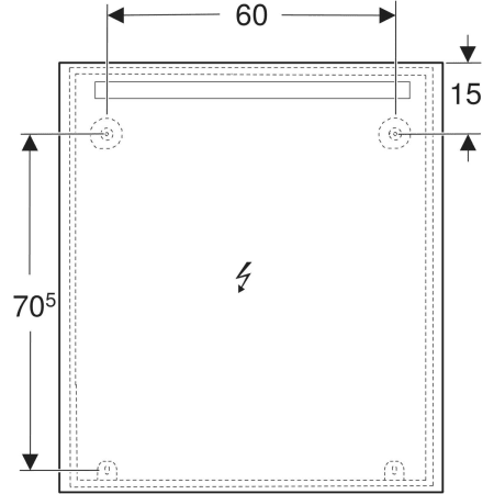 Geberit Option Basic Square Lichtspiegel - Beleuchtung oben, Aluminium eloxiert, 80x90 cm, LED-Beleuchtung