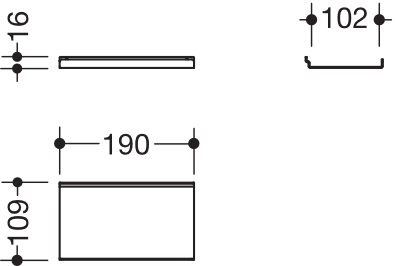 HEWI Ablage pulverbeschichtet in 19 × 1,6 × 10,2 cm