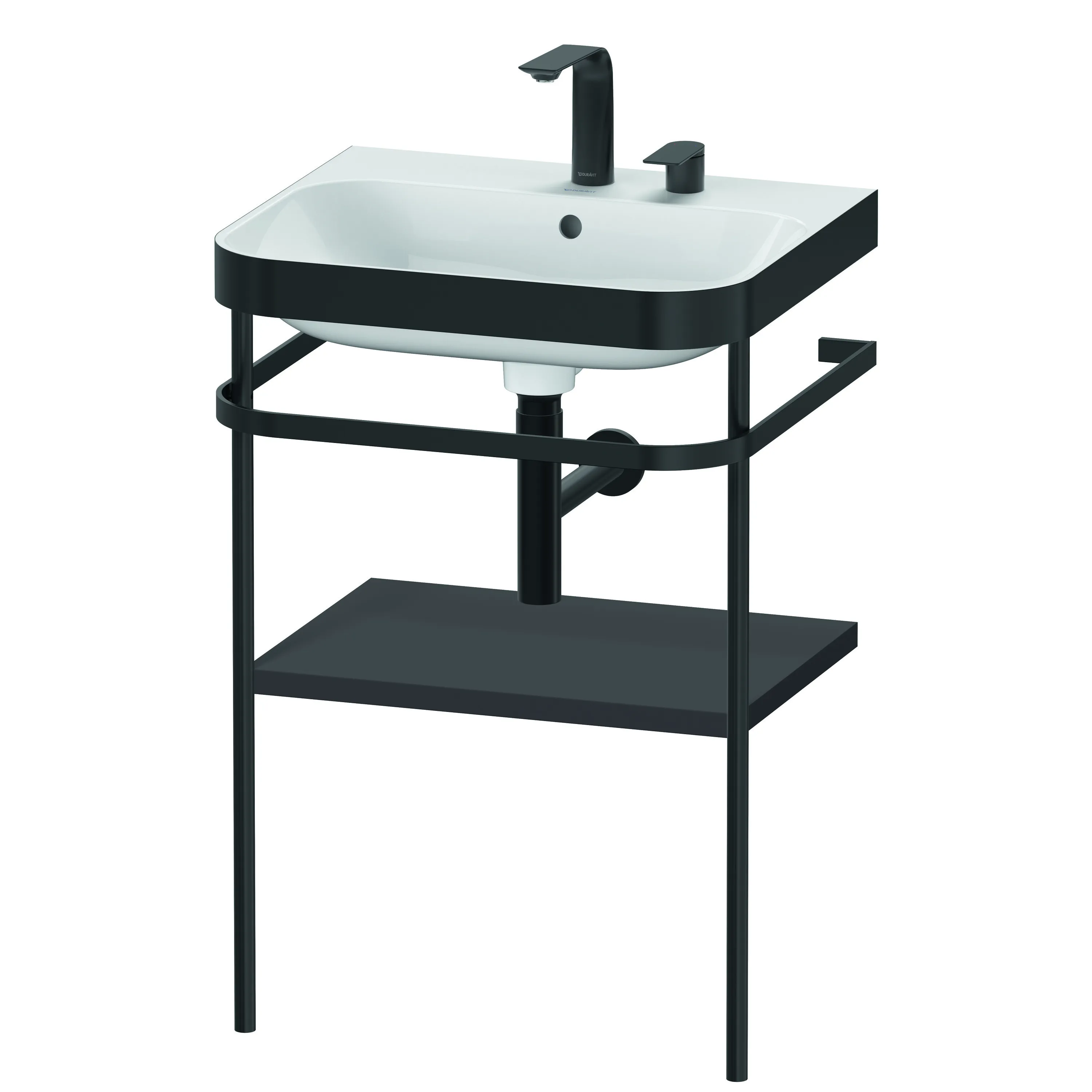 Duravit Waschtischunterschrank mit Metallkonsole „Happy D.2 Plus“ 57,5 × 85 × 49 cm in Graphit Supermatt Duravit Waschtischunterschrank mit Metallkonsole „Happy D.2 Plus“ 57,5 × 85 × 49 cm in Graphit Supermatt