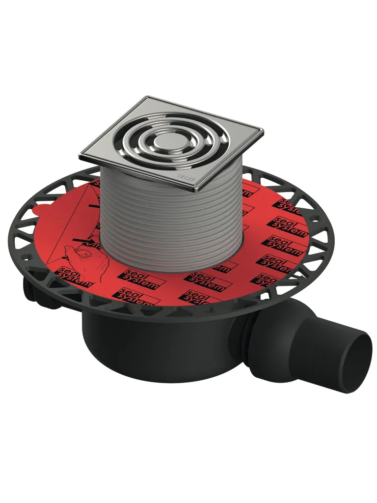drainpoint S 122 Ablaufset Norm mit Seal System Universalflansch und Edelstahlrostrahmen