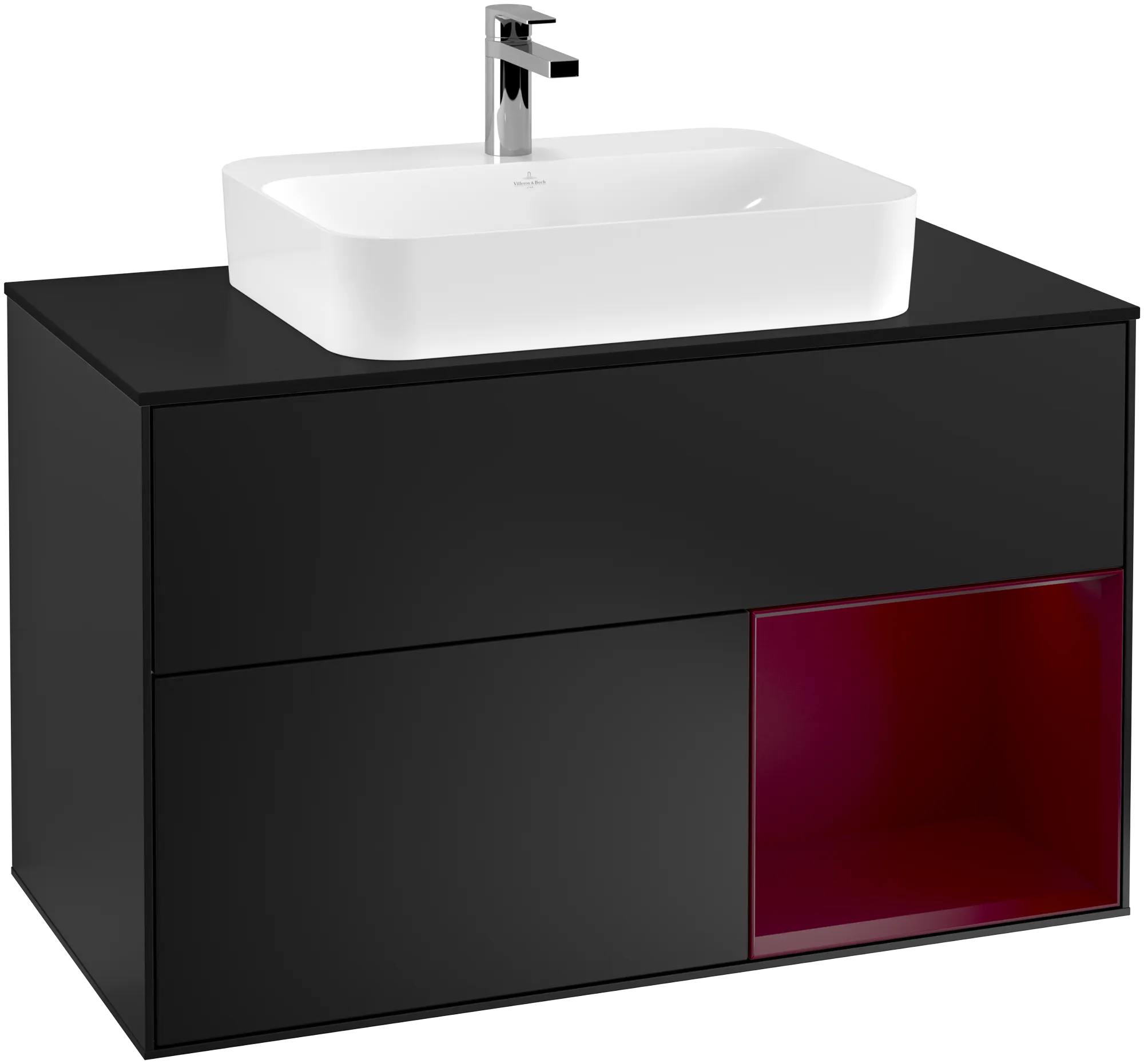 Villeroy & Boch Waschtischunterschrank „Finion“ für Schrankwaschtisch 1000 × 603 × 501 mm Black Matt Lacquer, für Becken mittig Villeroy & Boch Waschtischunterschrank „Finion“ für Schrankwaschtisch 1000 × 603 × 501 mm Black Matt Lacquer, für Becken mittig