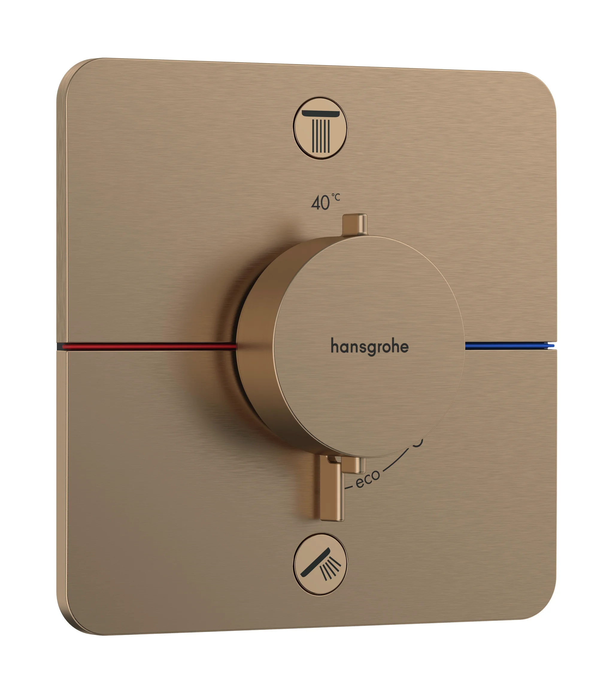 Hansgrohe ShowerSelect Comfort Q Thermostat Unterputz, Brushed Bronze, 2 Verbraucher, flache Rosette, einfache Installation
