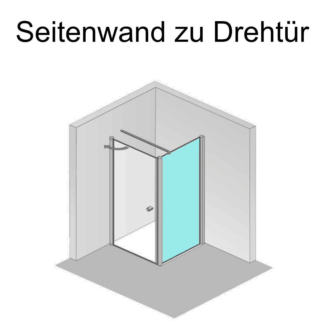 HSK teilgerahmte Seitenwand „Exklusiv 2.0“ Glas Grau, Profile Schwarz-matt, für #Türbreite#, Sondergröße
