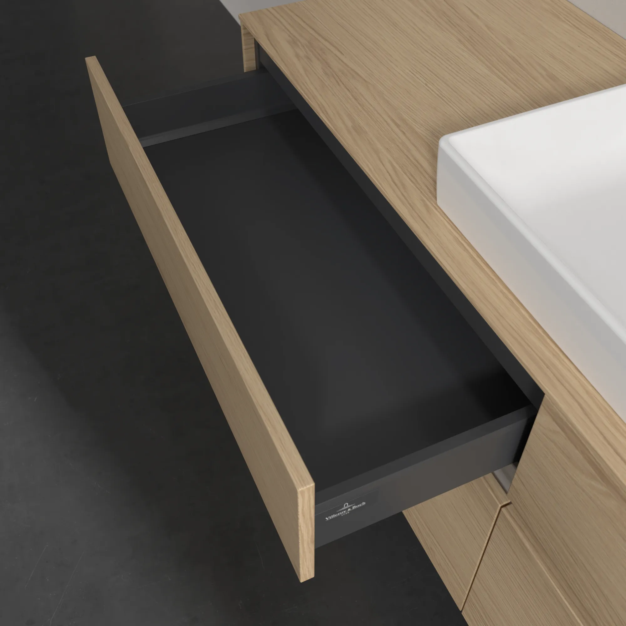 Villeroy & Boch Waschtischunterschrank „Collaro“ 1600 × 548 × 500 mm Nordic Oak, ohne Beleuchtung, für Becken rechts