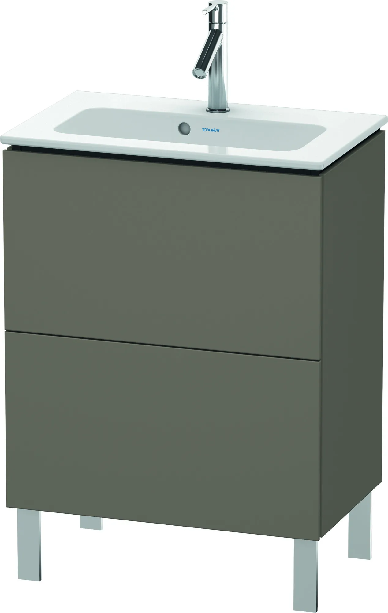 Duravit Waschtischunterschrank bodenstehend „L-Cube“ 62 × 70,4 × 39,1 cm Flannel Grey Seidenmatt