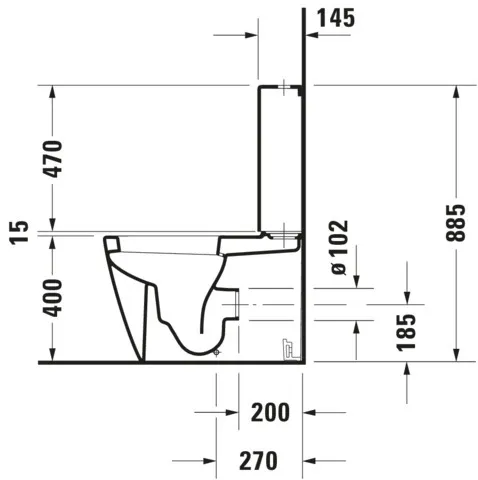 Stand-WC Kombi Starck 2 630 mm Tiefspüler, fürSPK, Abg.Vario, weiß