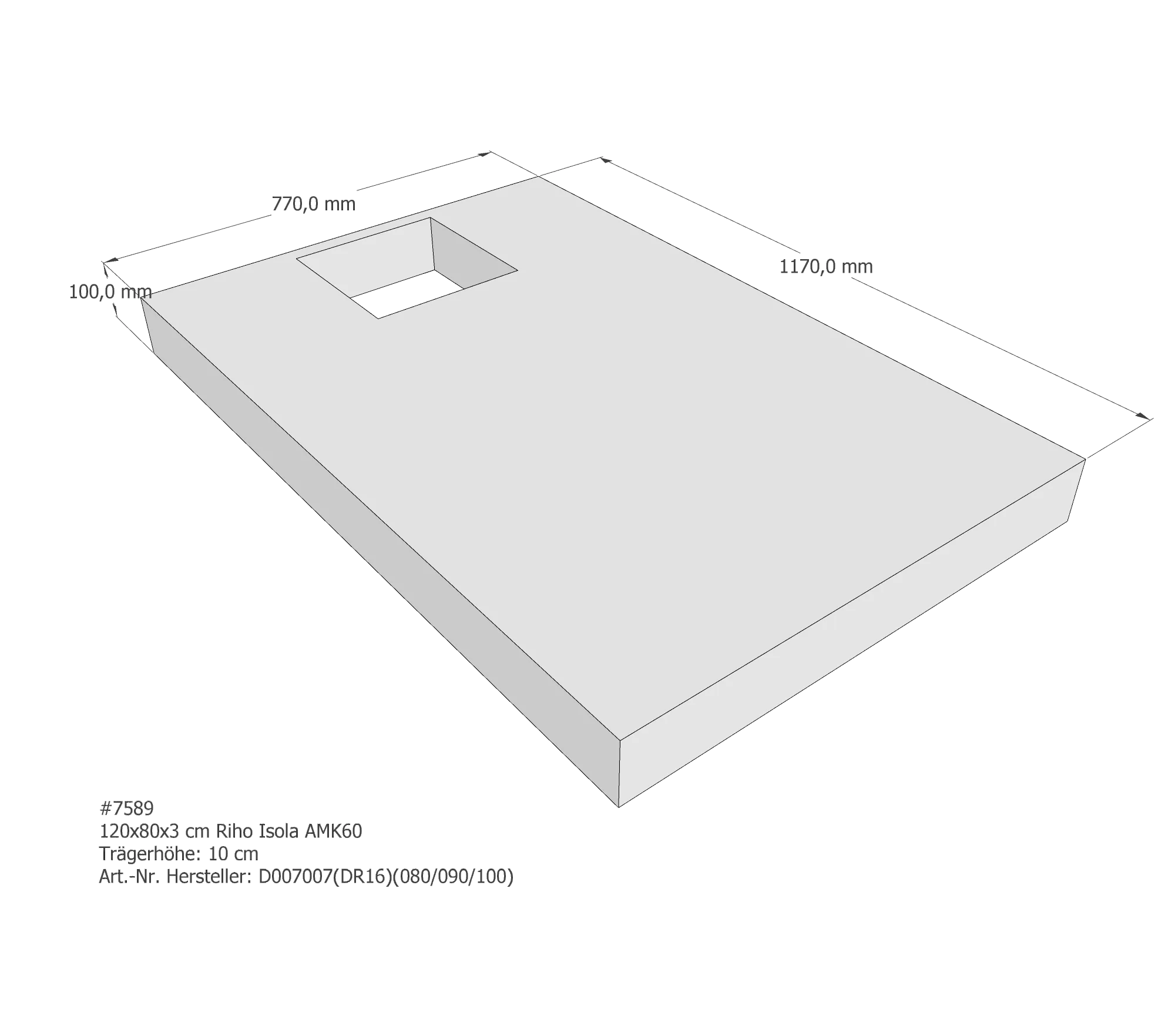 Duschwannenträger passend für Riho Isola 120 × 80 × 3 cm