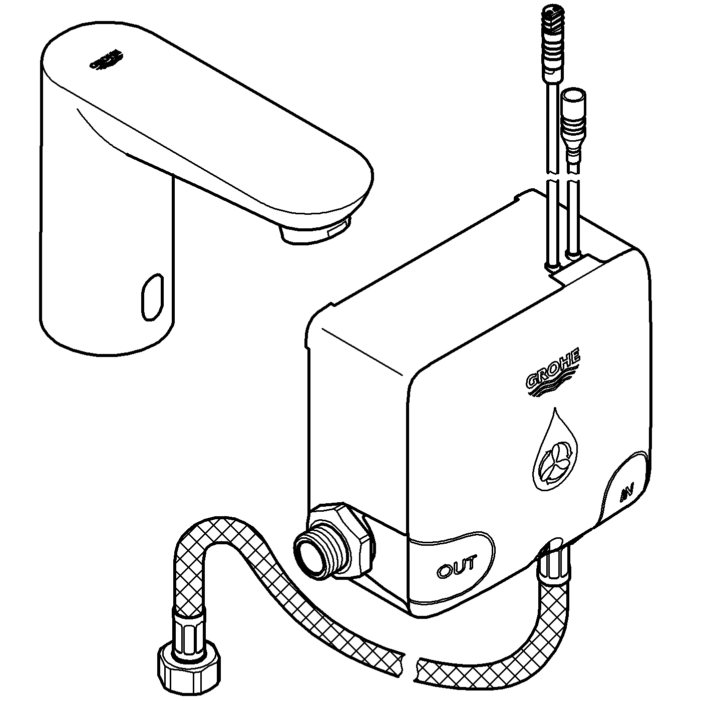 Infrarot-Elektronik für Waschtisch Powerbox Euroeco CE 36384, DN 15, ohne Mischung, chrom