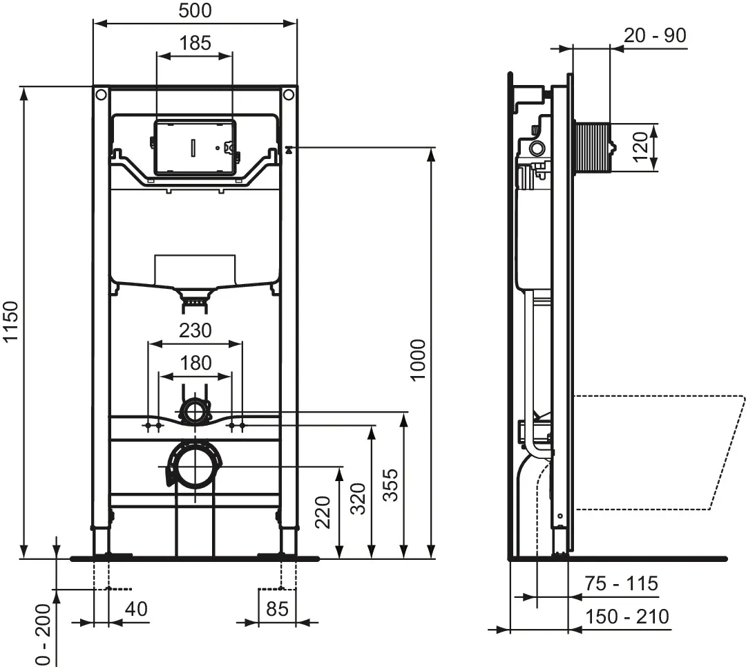 Ideal Standard Vorwand-/Einbauelement für Toilette „ProSys“ 115 × 50 × 15 cm Ideal Standard Vorwand-/Einbauelement für Toilette „ProSys“ 115 × 50 × 15 cm
