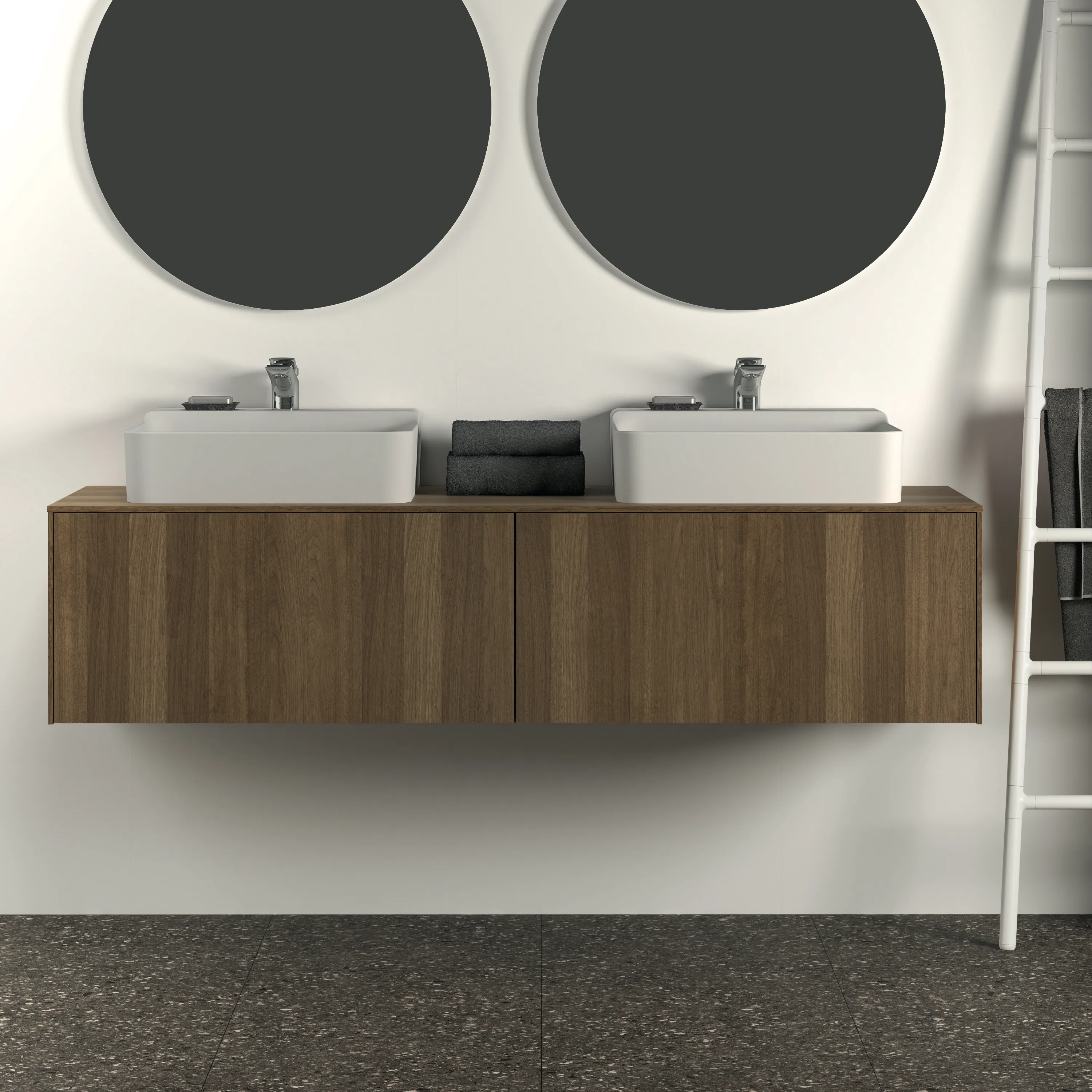 Ideal Standard Waschtischunterschrank „Conca“ 158,7 × 37 × 50,5 cm Walnuss dunkel Furnier Ideal Standard Waschtischunterschrank „Conca“ 158,7 × 37 × 50,5 cm Walnuss dunkel Furnier