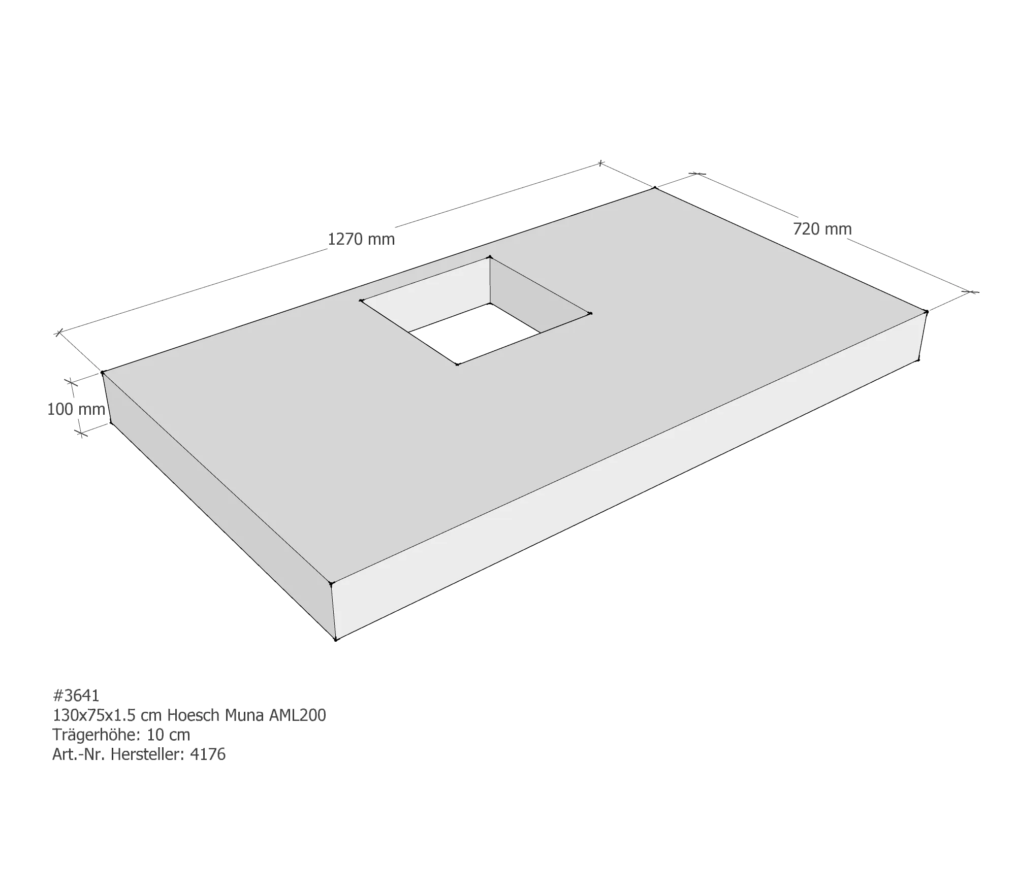 Duschwannenträger passend für Hoesch Muna 130 × 75 × 1,5 cm
