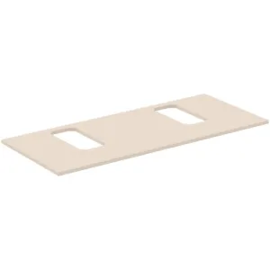 Waschtischplatte i.life B je ein Ausschnitt rechts und links für zwei Wand-Waschtische 1202x507x18mm Weiß matt