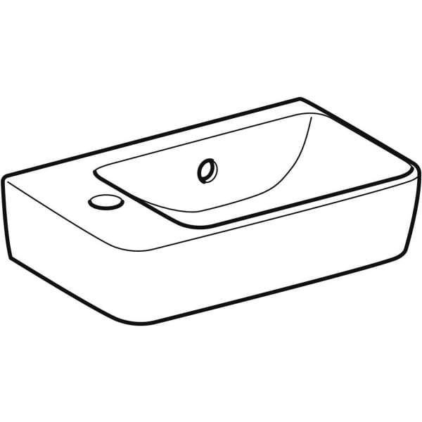 Wandwaschtisch mit Ablagefläche „Renova Compact“, rechteckig, mit Überlauf, Hahnlochposition links 40 × 25 cm Wandwaschtisch mit Ablagefläche „Renova Compact“, rechteckig, mit Überlauf, Hahnlochposition links 40 × 25 cm