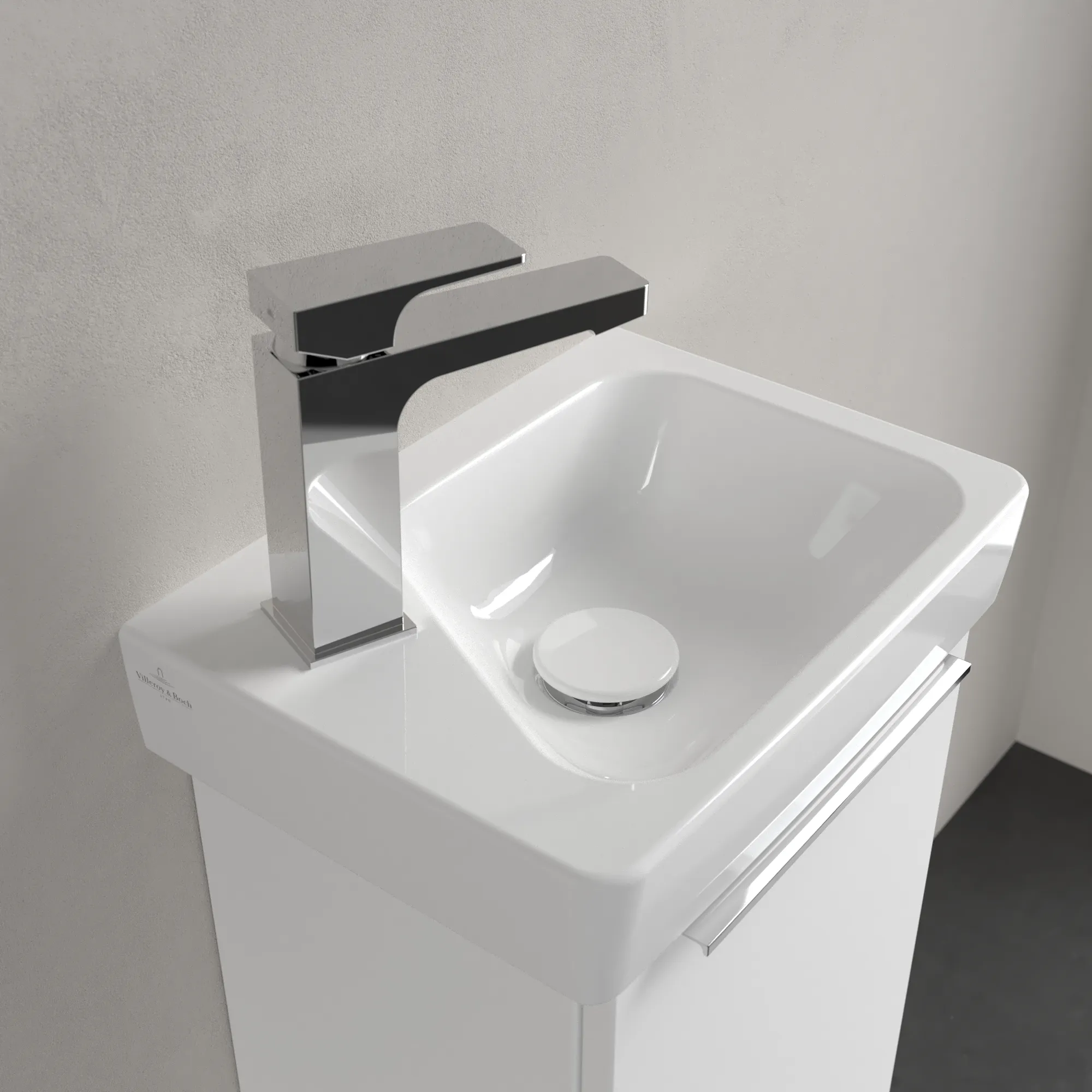 Villeroy & Boch Handwaschbecken Architectura, Rechteck, 360x260x135mm, glänzend weiß Alpin, 1-Loch-Armatur, Sanitärkeramik