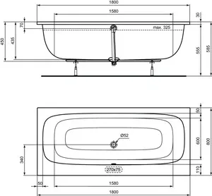 Ideal Standard Badewanne „i.life“ 80 × 180 cm