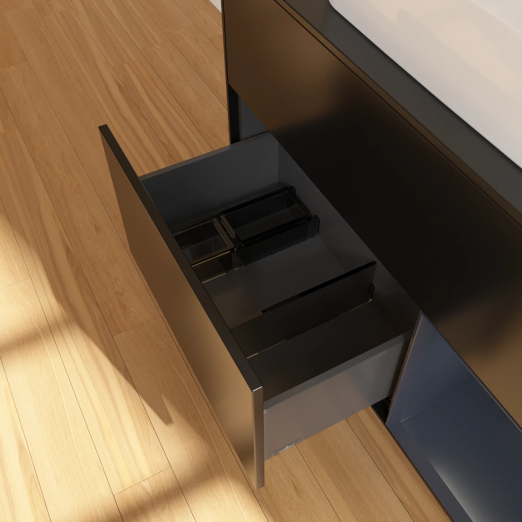 Villeroy & Boch Waschbeckenunterschrank Finion F12, 1000x603x501 mm, Black Matt Lacquer / Midnight Blue Matt Lacquer, mit Beleuchtung und Push-to-open Funktion