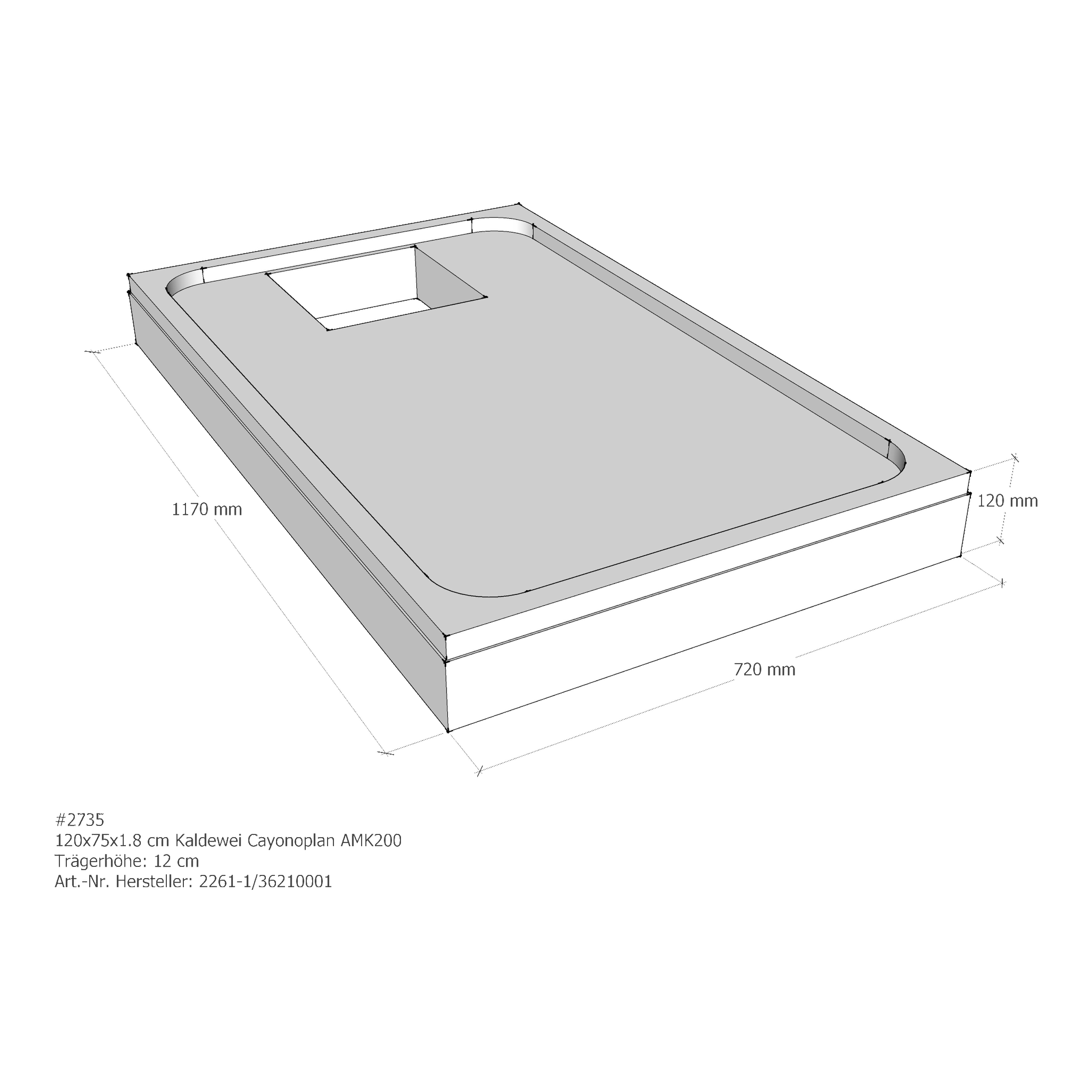 Duschwannenträger für Kaldewei Cayonoplan 120 × 75 × 1,8 cm Breite: 75 cm / Länge: 120 cm Duschwannenträger für Kaldewei Cayonoplan 120 × 75 × 1,8 cm Breite: 75 cm / Länge: 120 cm