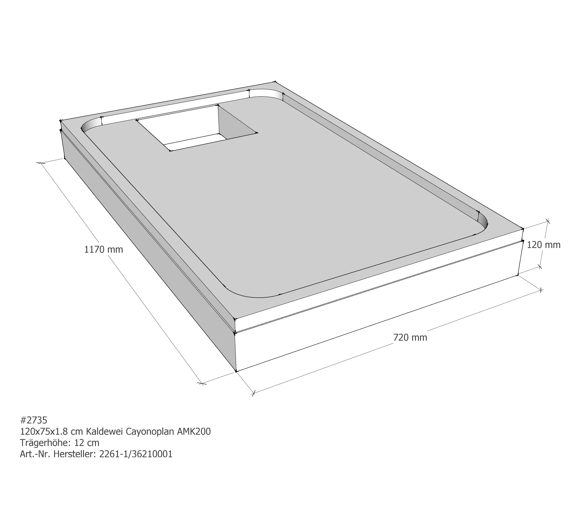 Duschwannenträger für Kaldewei Cayonoplan 120 × 75 × 1,8 cm Breite: 75 cm / Länge: 120 cm Duschwannenträger für Kaldewei Cayonoplan 120 × 75 × 1,8 cm Breite: 75 cm / Länge: 120 cm