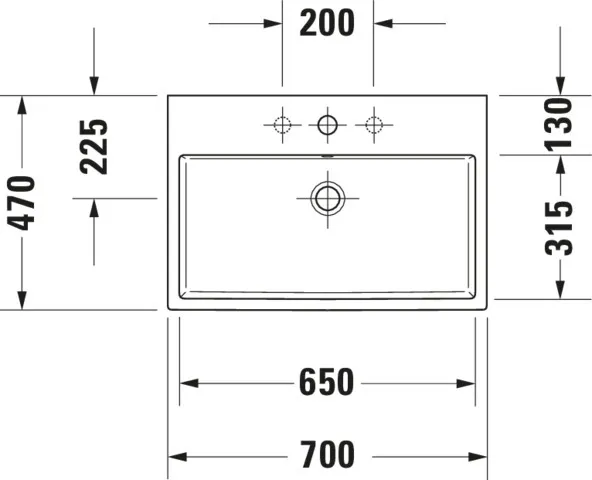 Wandwaschtisch „Vero Air“, mit Überlauf, Hahnlochposition mittig Wandwaschtisch „Vero Air“, mit Überlauf, Hahnlochposition mittig