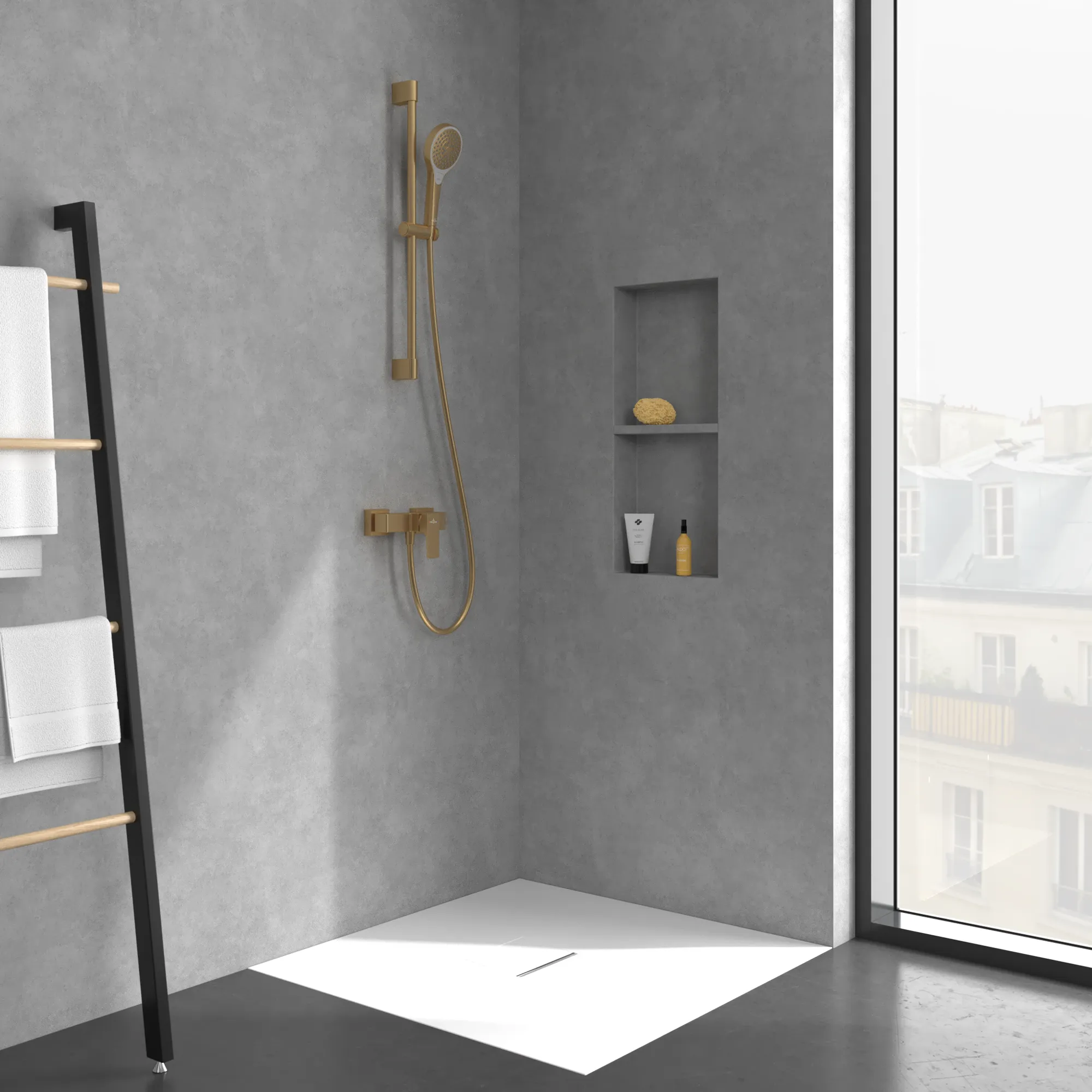Villeroy & Boch Einhebel-Duscharmatur Architectura Square, Brushed Gold, 112 mm Höhe, 210 x 122 mm Maße Villeroy & Boch Einhebel-Duscharmatur Architectura Square, Brushed Gold, 112 mm Höhe, 210 x 122 mm Maße