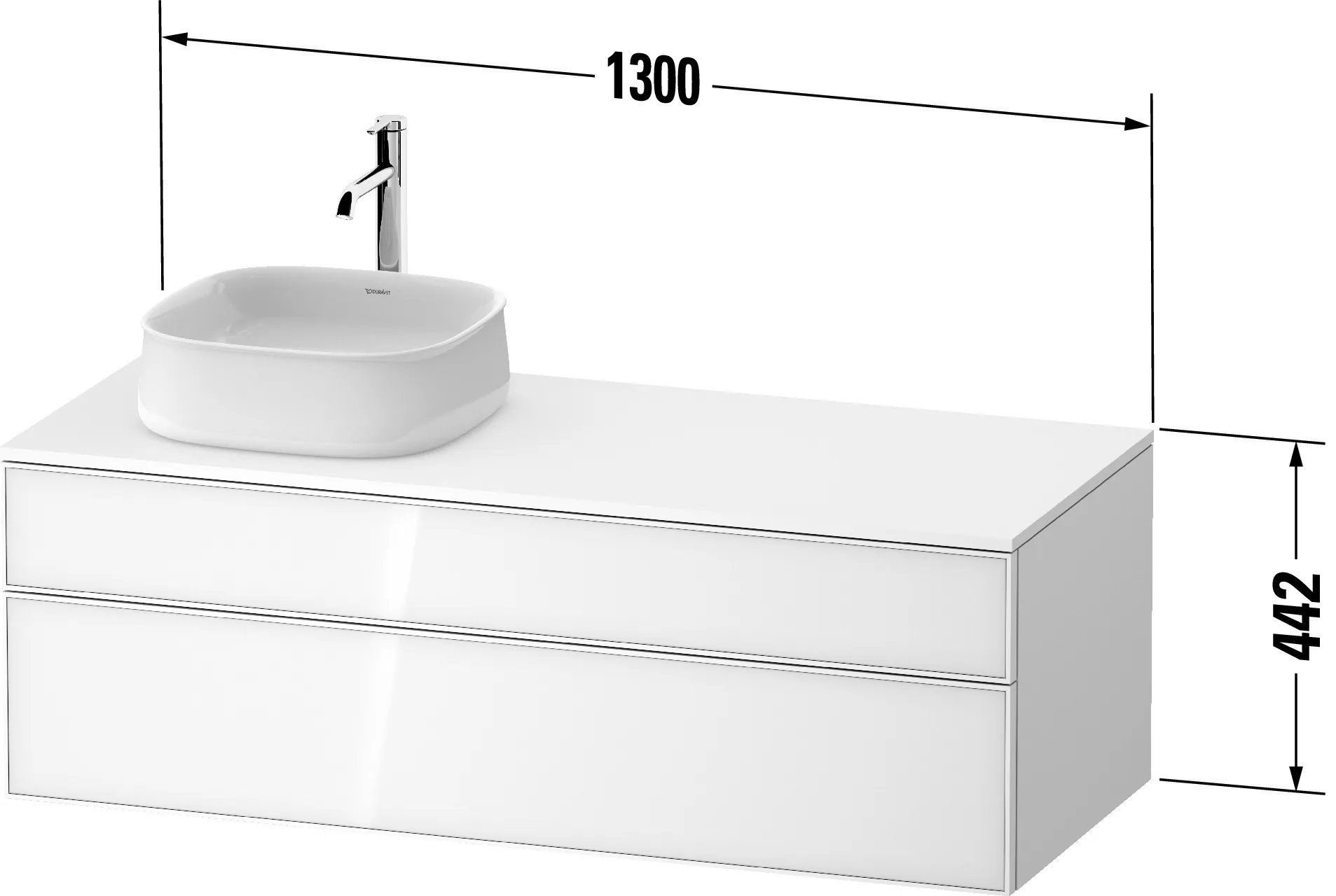 Duravit Waschtischunterschrank wandhängend „Zencha“ 130 × 44,2 × 55 cm