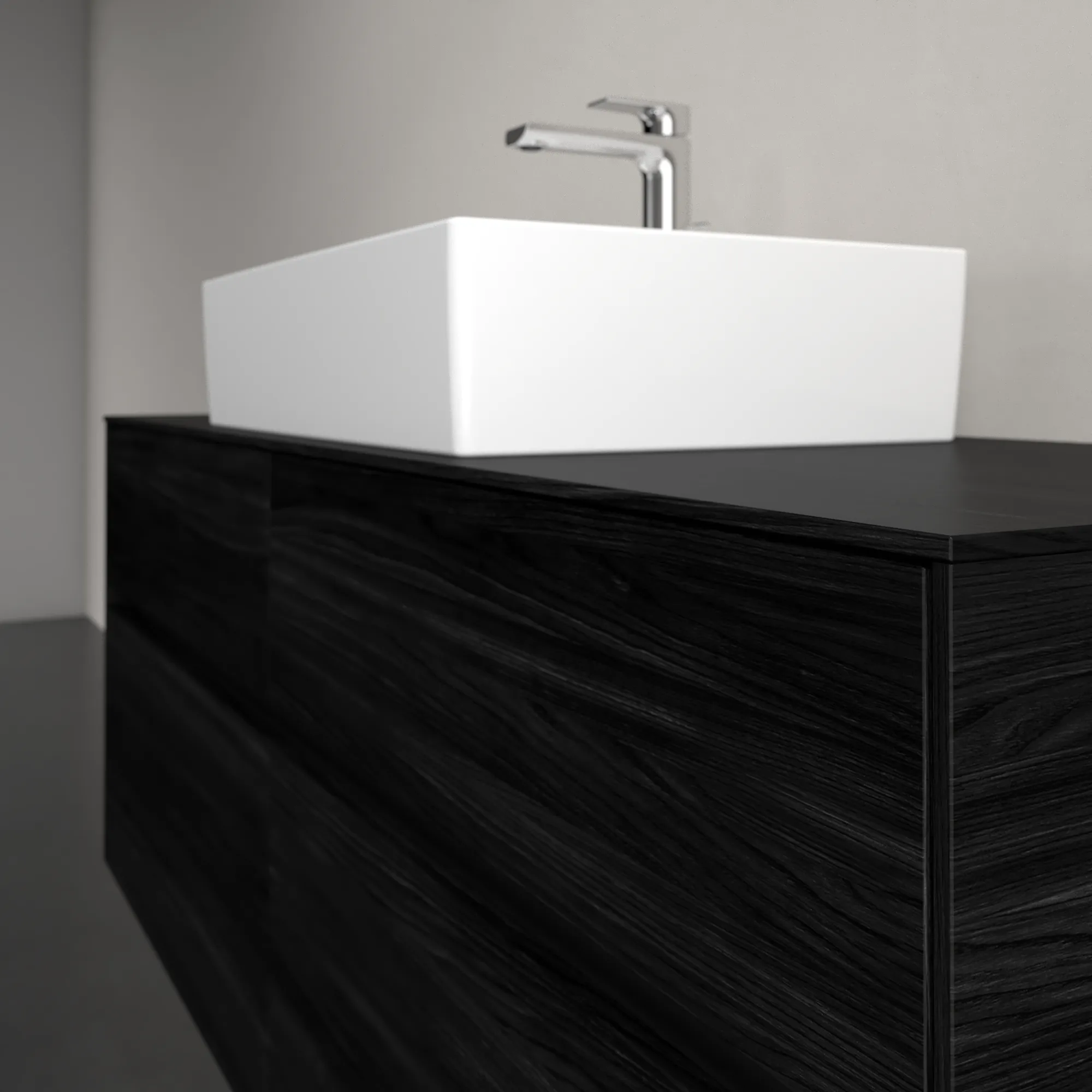Villeroy & Boch Waschtischunterschrank „Collaro“ 1400 × 548 × 500 mm Black Oak, mit Beleuchtung, für Becken mittig