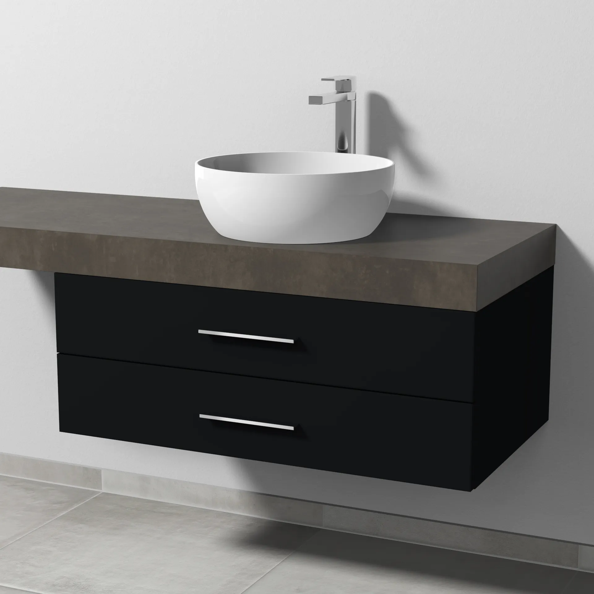 Sanipa Waschtischunterschrank „2morrow“ 900 × 340 × 520 mm in Schwarz (matt)