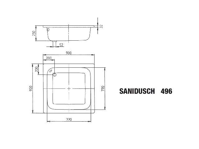 Kaldewei quadrat Duschwanne „Sanidusch“ 900 × 900 mm ohne Oberflächenbeschichtung, ohne Oberflächenveredelung, in alpinweiß