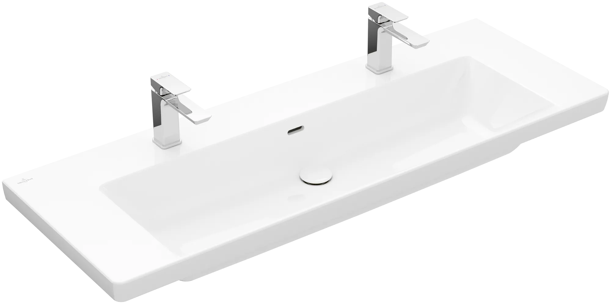 Villeroy & Boch Wandwaschtisch aus TitanCeram „Subway 3.0“ 1300 × 475 × 170 mm, Hahnlochposition links und rechts, ohne Hahnlochbohrung in Weiß Alpin Villeroy & Boch Wandwaschtisch aus TitanCeram „Subway 3.0“ 1300 × 475 × 170 mm, Hahnlochposition links und rechts, ohne Hahnlochbohrung in Weiß Alpin