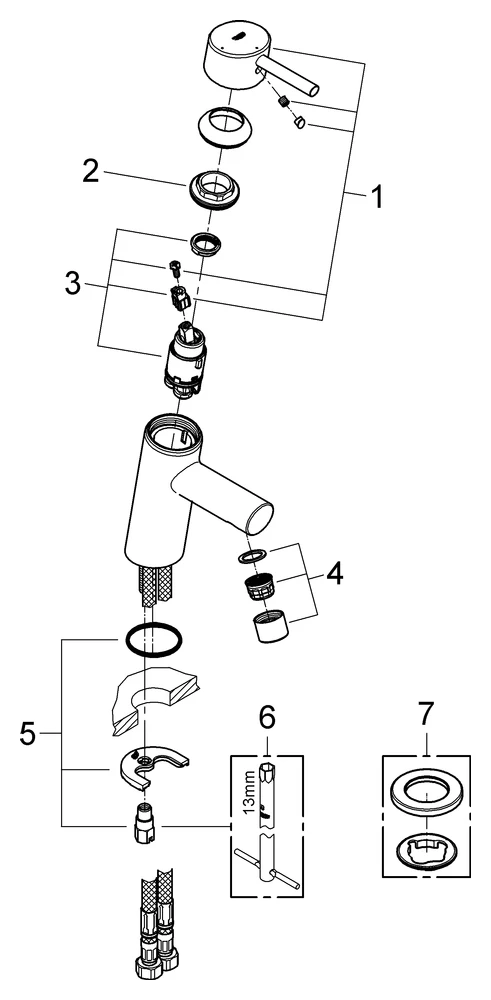 Einhand-Waschtischbatterie Concetto 23385_1, S-Size, Einlochmontage, Energie-Spar-Funktion Mittelstellung kalt, glatter Körper, chrom