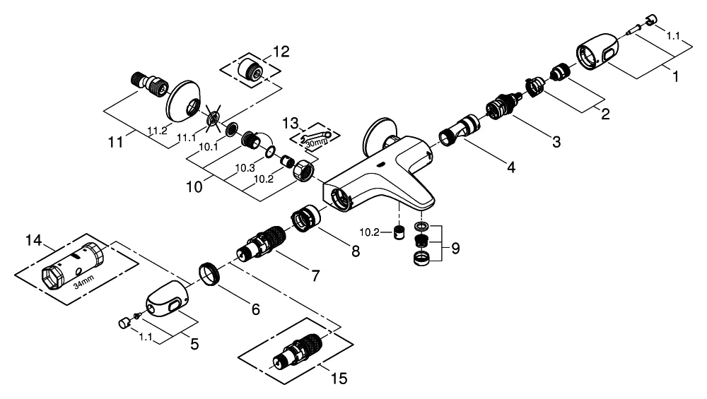 Grohe Grohtherm 1000 Thermostat-Wannenbatterie 34816_3 Wandmontage matt black Grohe Grohtherm 1000 Thermostat-Wannenbatterie 34816_3 Wandmontage matt black