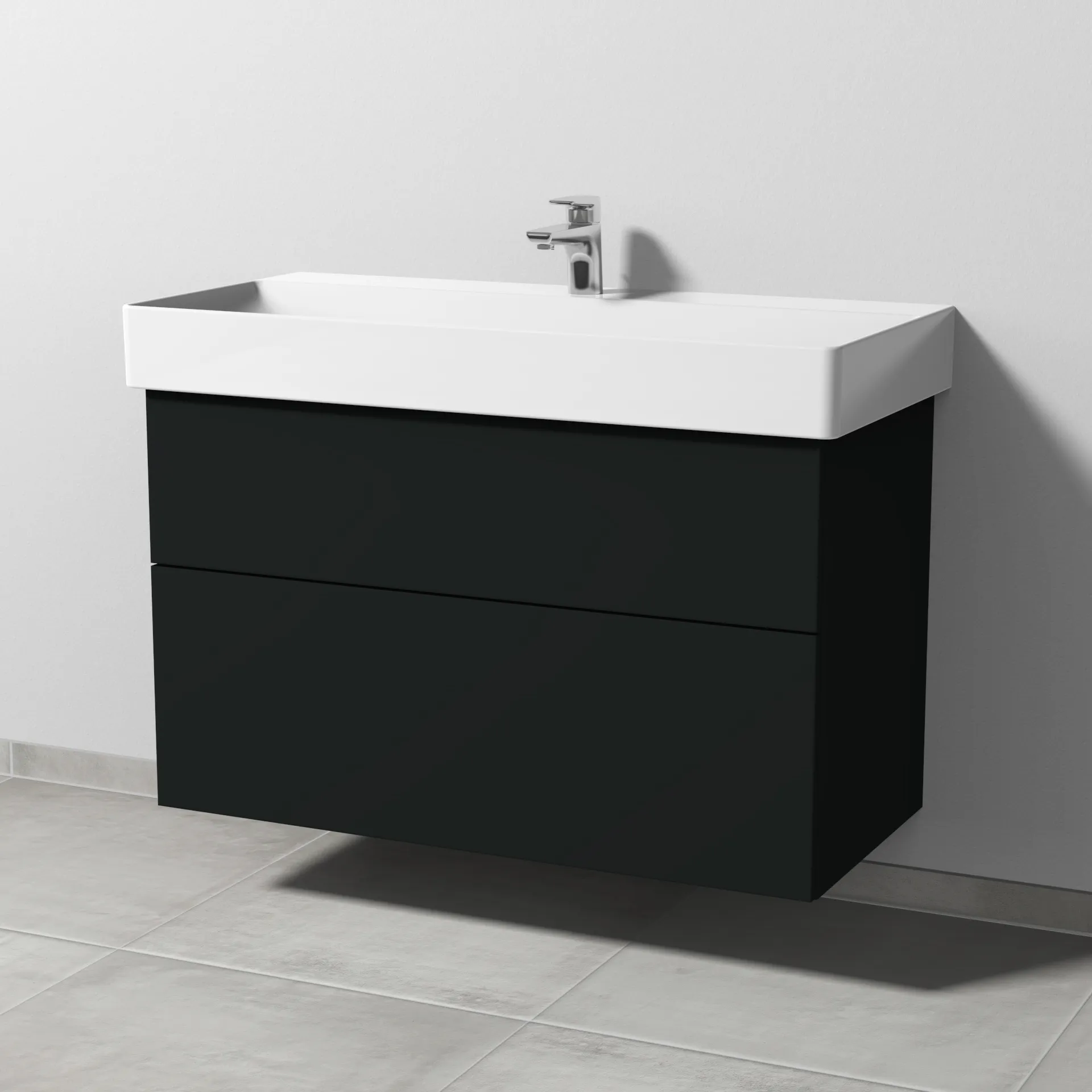 Sanipa Waschtischunterschrank „3way“ passend zu Keramik-Waschtische Dura Square von Duravit 950 × 588 × 447 mm in Vulkan (matt)