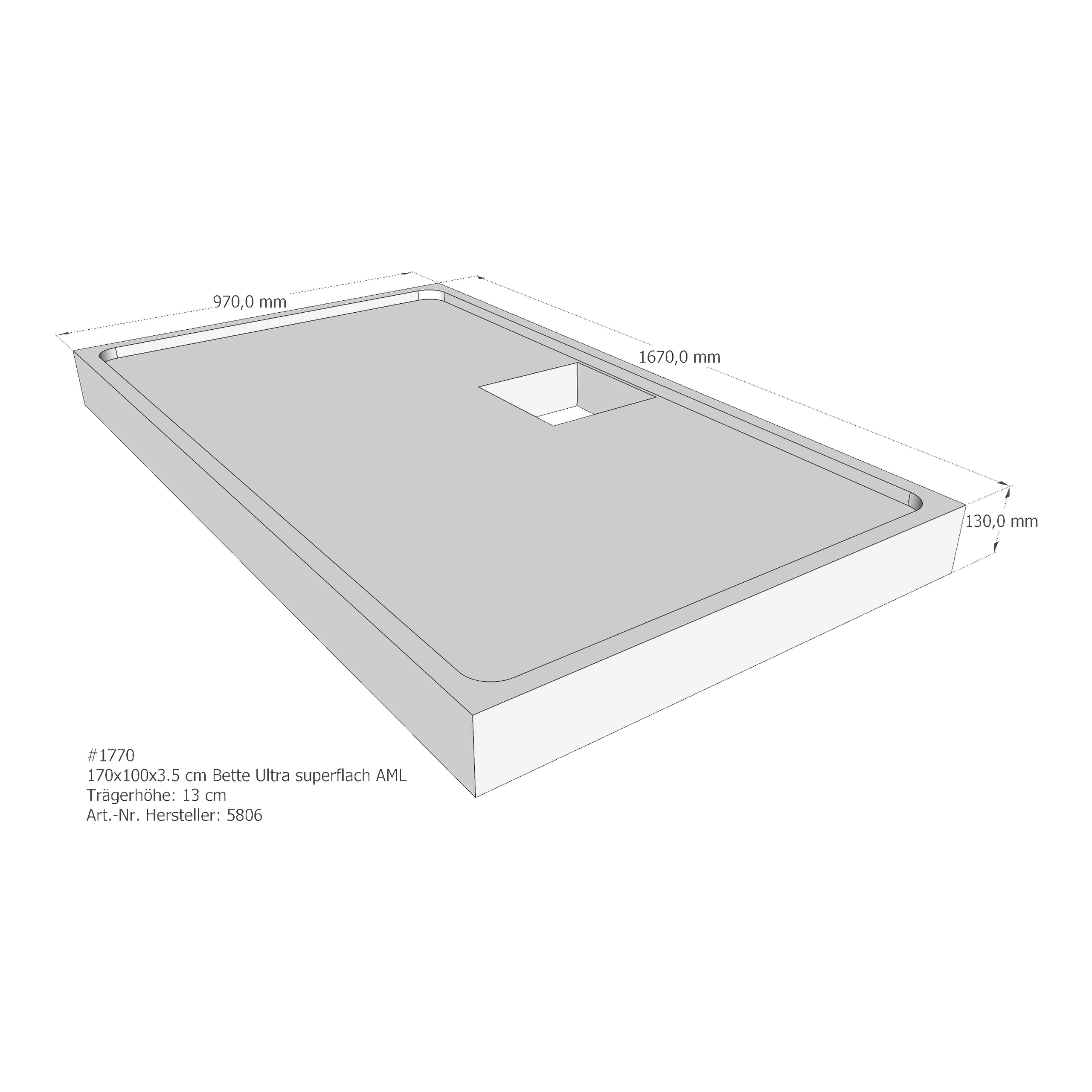 Duschwannenträger für Bette Ultra (superflach) 170 × 100 × 3,5 cm Breite: 100 cm / Länge: 170 cm Duschwannenträger für Bette Ultra (superflach) 170 × 100 × 3,5 cm Breite: 100 cm / Länge: 170 cm