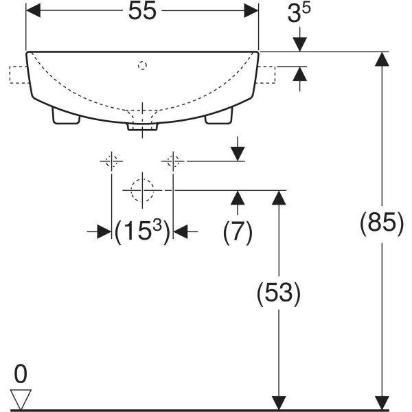 Vorbauwaschbecken „Variform“, rechteckig in weiß alpin