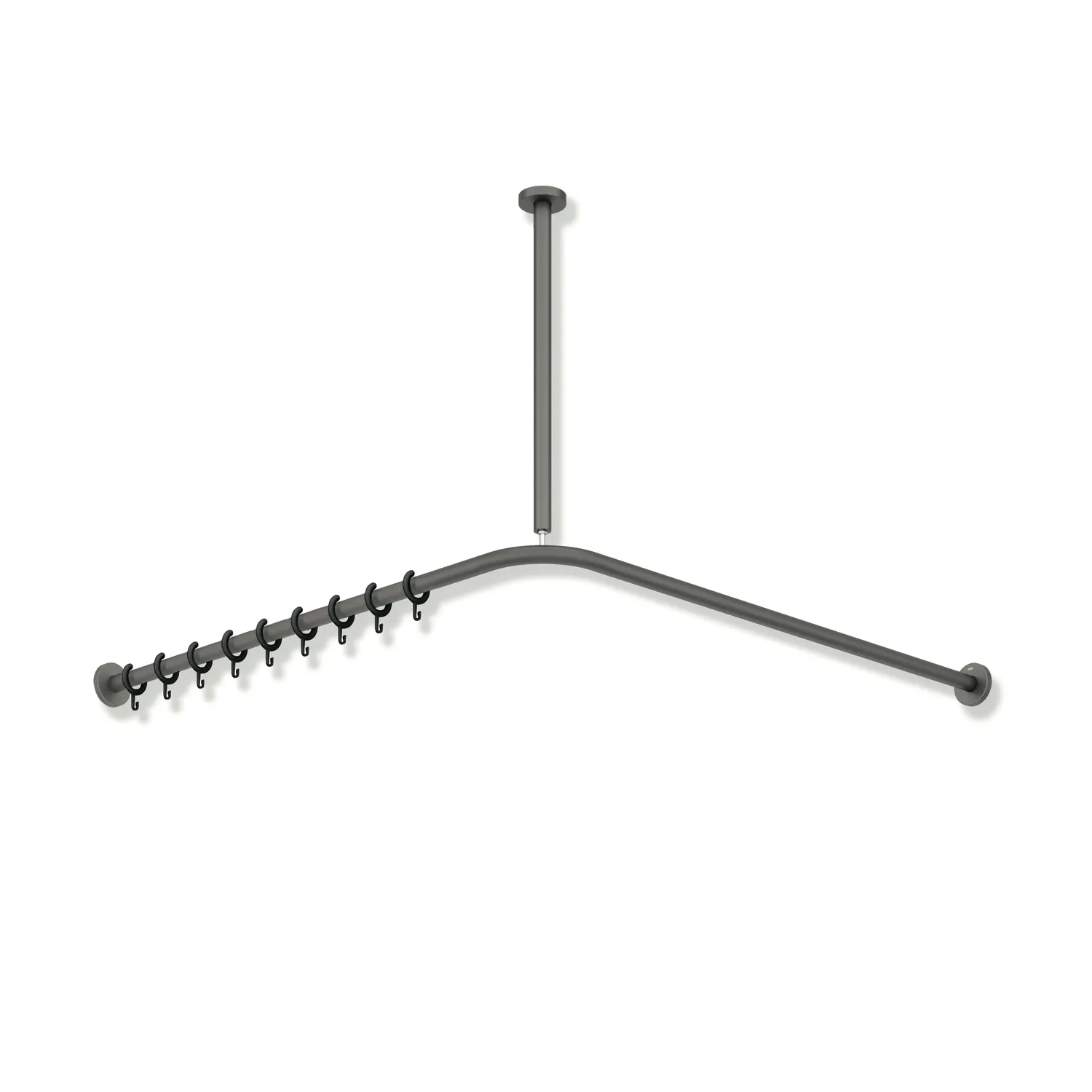 HEWI Duschvorhangstange „System 900“ 102,2 × 102,2 cm Farbe: Dunkelgrau tiefmatt HEWI Duschvorhangstange „System 900“ 102,2 × 102,2 cm Farbe: Dunkelgrau tiefmatt