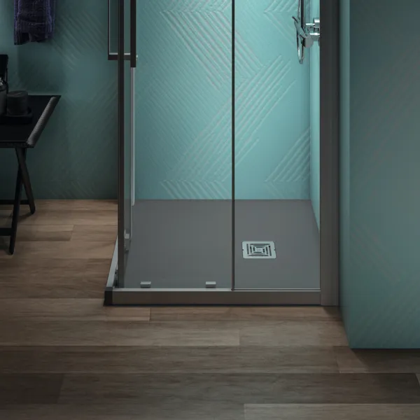 Ideal Standard Quadrat-Brausewanne Ultra Flat S +, 800x800 mm, 30 mm Höhe, Quarzgrau, Ablauf 25 cm Mitte/Seite