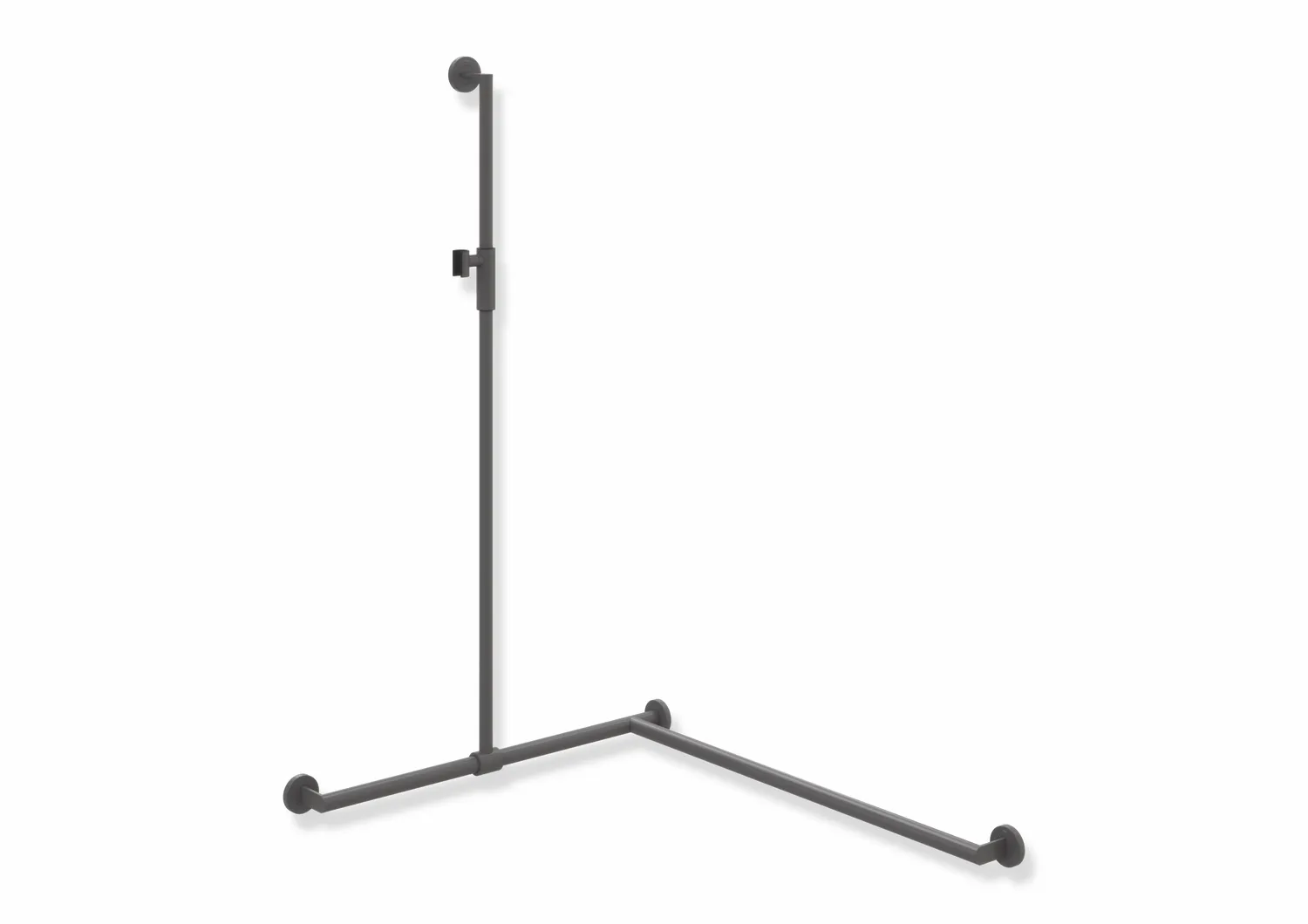 HEWI Duschhandlauf System 900 PG56, Edelstahl, pulverbeschichtet, magnetischer Brausehalter, 1250 mm